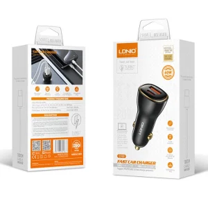 شارژر فندکی الدینیو C103 با کابل یو اس بی به تایپ سی توان 60 وات